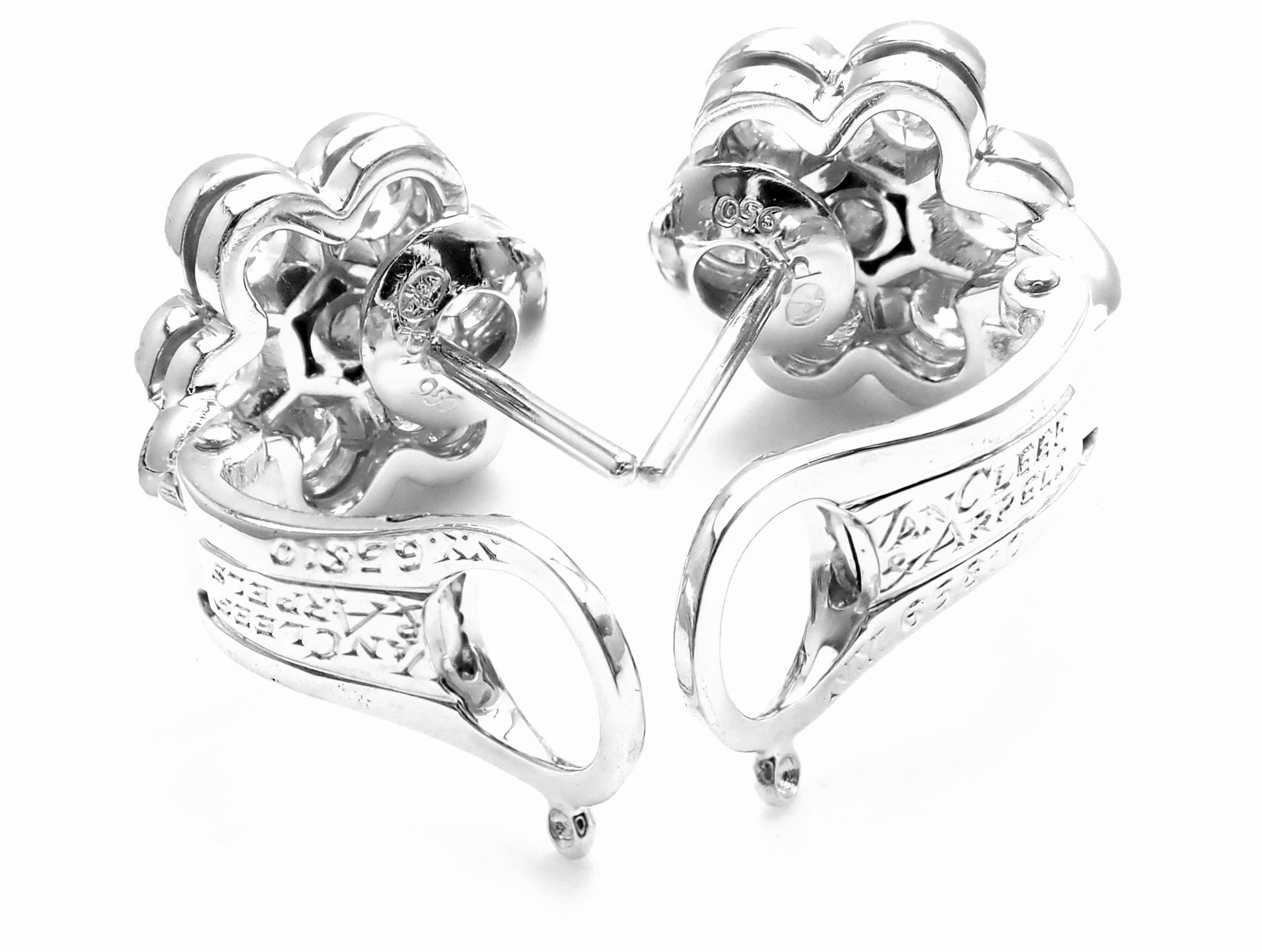 Van Cleef & Arpels Platinum Diamond Flower Earrings 5