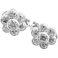 Vintage Van Cleef & Arpels Platinum Diamond Flower Earrings