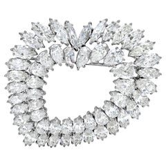 Van Cleef & Arpels Platinum Diamond Heart Brooch, 23.50 Carats
