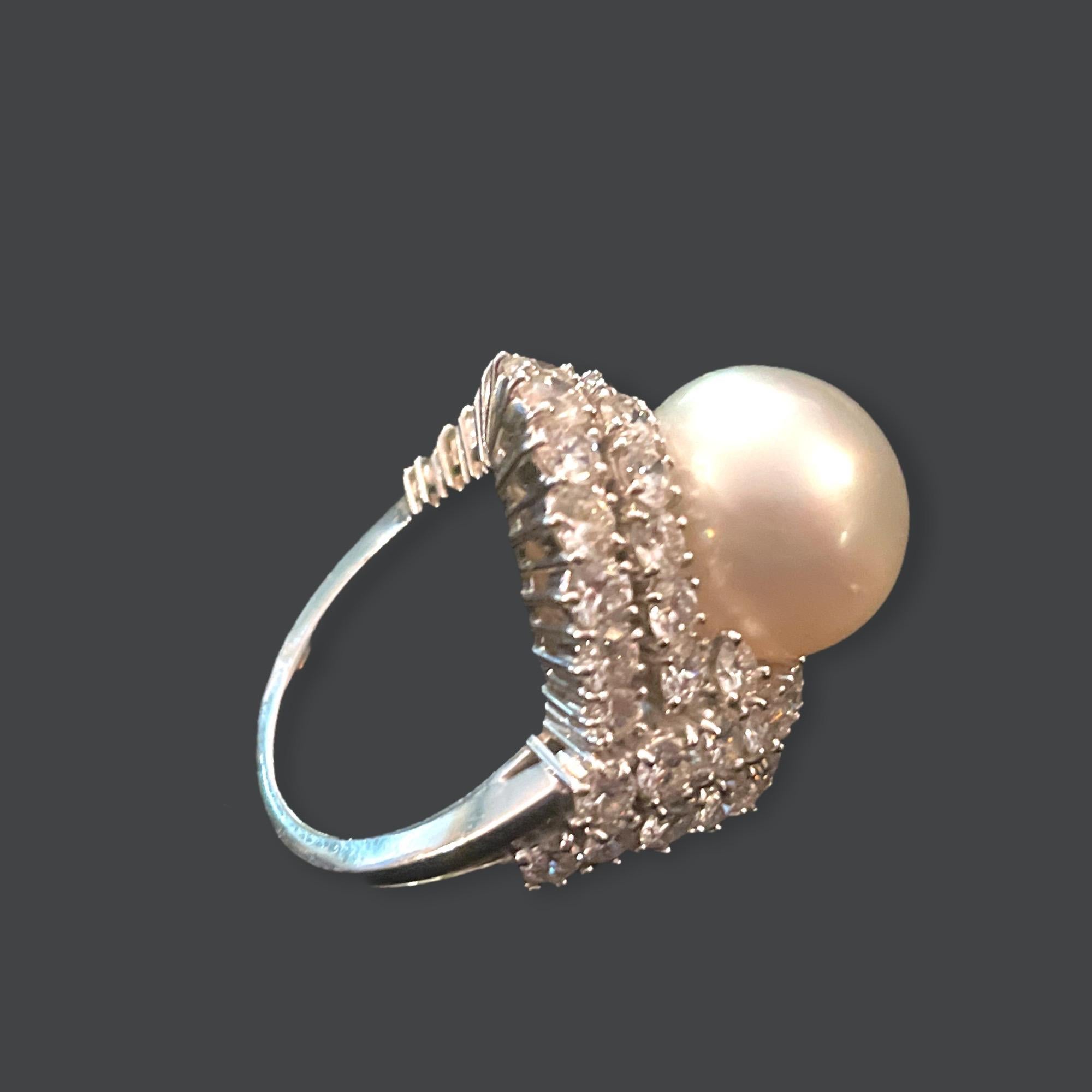Women's Van Cleef & Arpels Platinum Diamond Pearl Ring