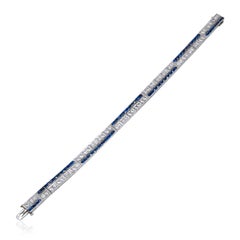 VAN CLEEF & ARPELS Platinum, Diamond & Sapphire Art Deco Straight Line Bracelet