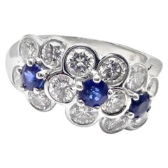 Van Cleef & Arpels Platinum Diamond Sapphire Fleurette Flower Ring