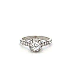 Van Cleef & Arpels Platinum Engagement Ring 0.77 Carat Round Diamonds E VVS2 GIA