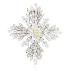 VAN CLEEF & ARPELS Platinum Fancy Intense Yellow Diamond Maltese Cross Brooch