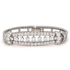 Van Cleef & Arpels Platinum Gold Round and Baguette Diamond Vintage Bracelet