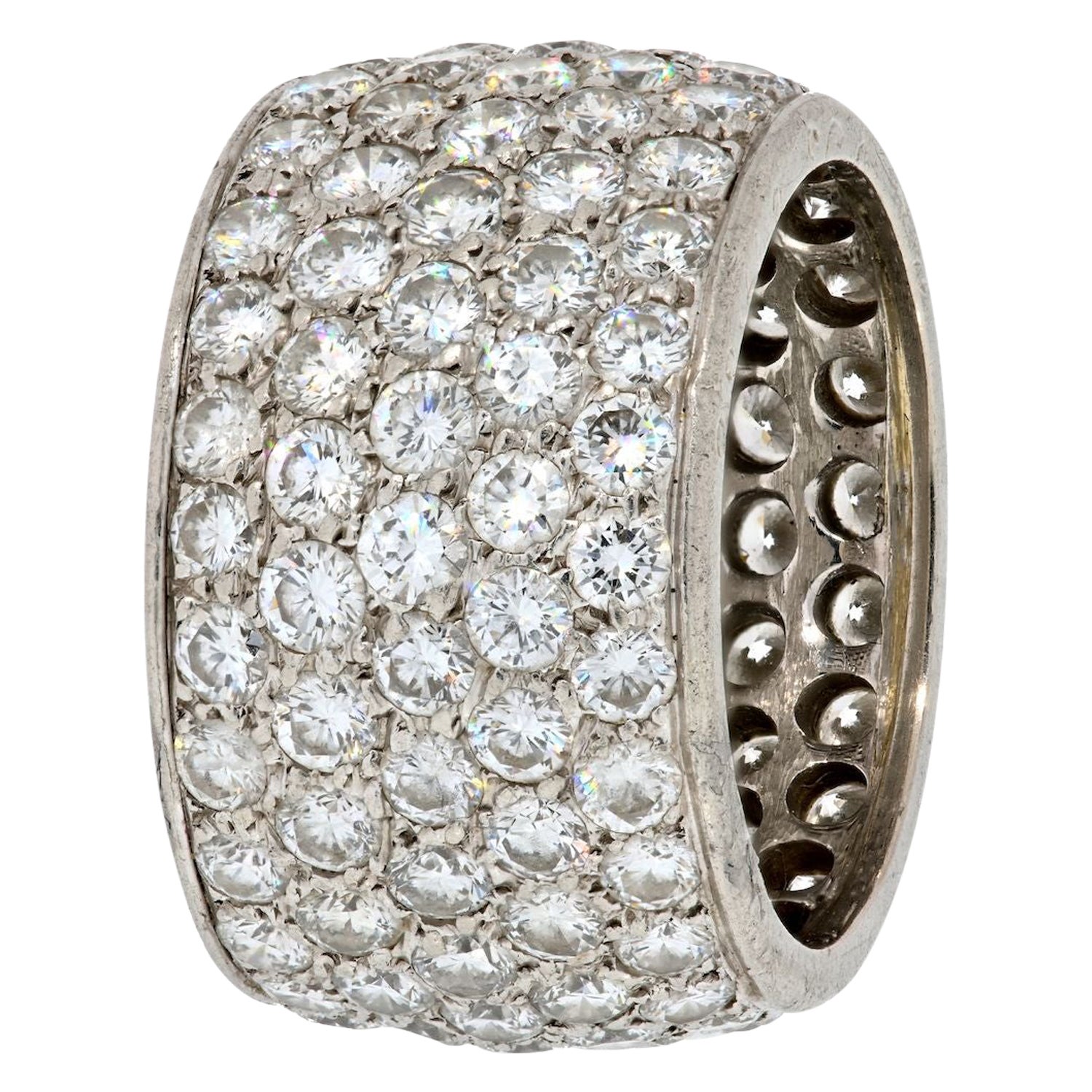 Van Cleef 
Arpels Platinum Multi Row Diamond Cluster Cocktail Ring