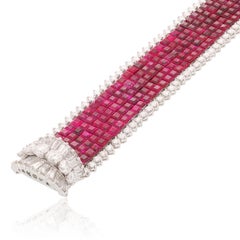 VAN CLEEF & ARPELS Platinum Mystery-Set Ruby and Diamond Bracelet
