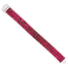 VAN CLEEF & ARPELS Platinum Mystery-Set Ruby and Diamond Bracelet