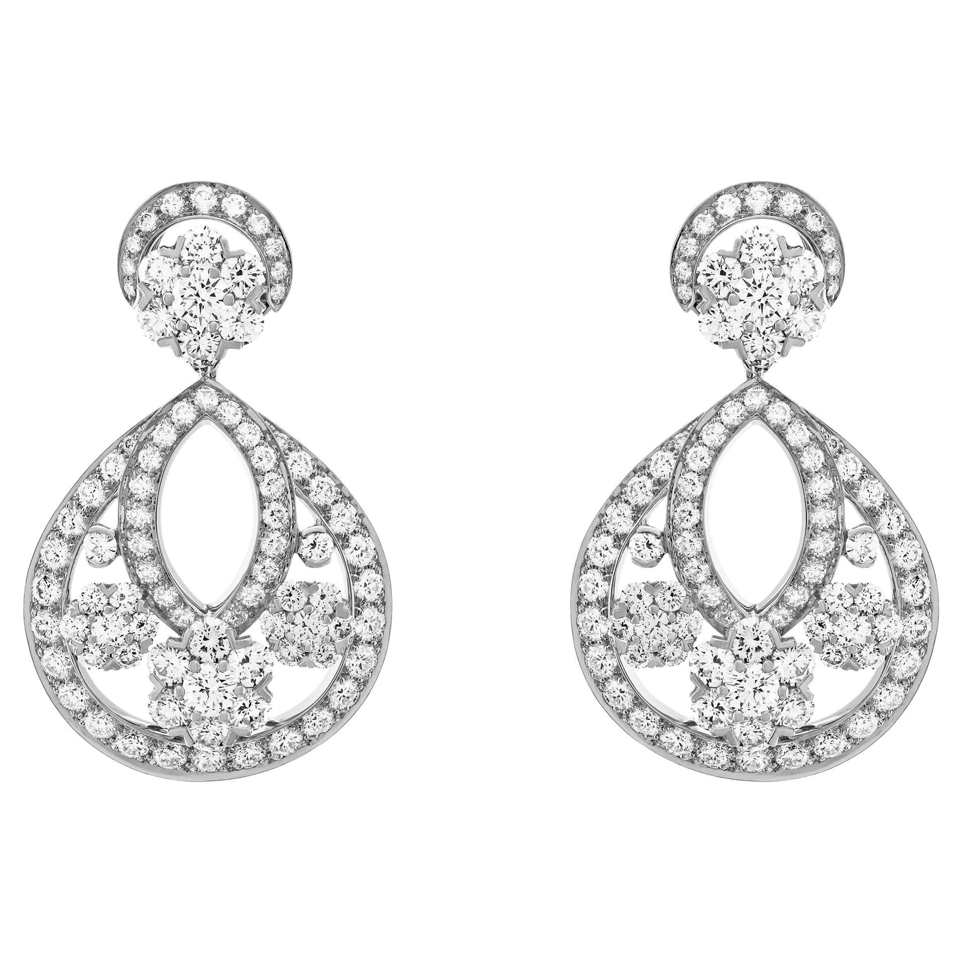 Van Cleef & Arpels Platinum Snowflake Diamond Earrings Small Model