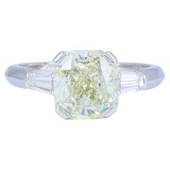 Anello di fidanzamento Van Cleef & Arpels in platino con 3 diamanti gialli, certificato GIA