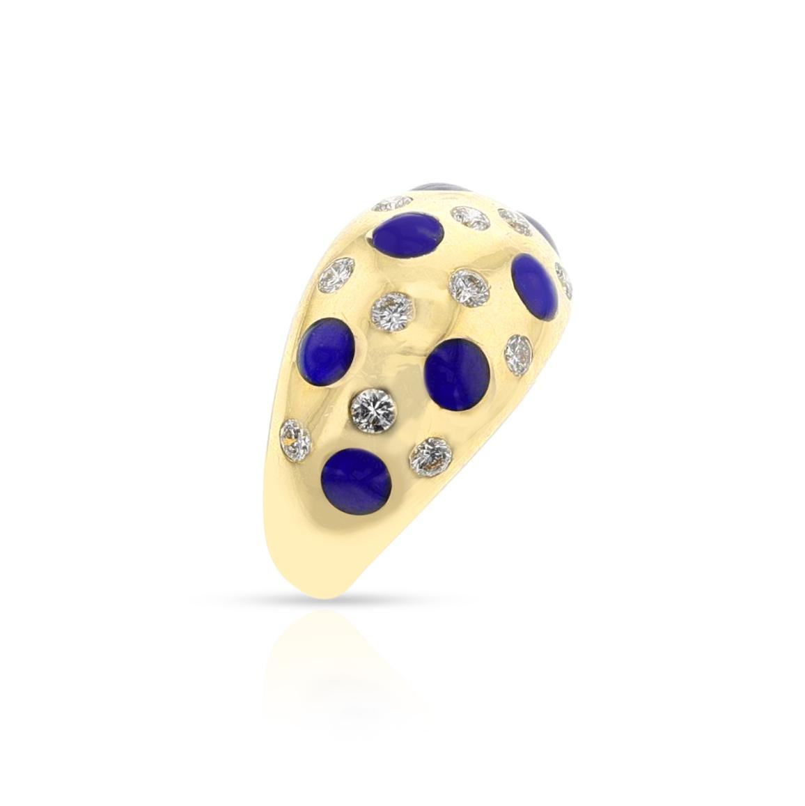 Van Cleef & Arpels Plique a Jour Enamel and Diamond Earring and Ring Set, 18k For Sale 6