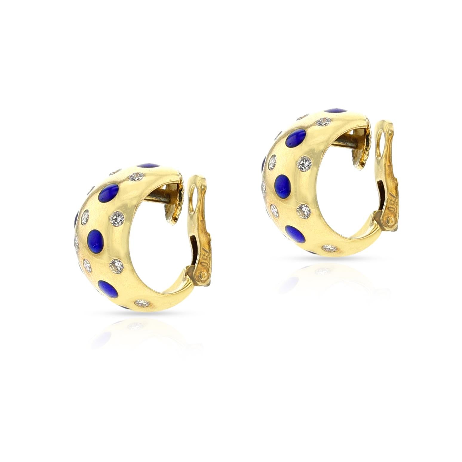 Van Cleef & Arpels Plique a Jour Enamel and Diamond Earring and Ring Set, 18k For Sale 2