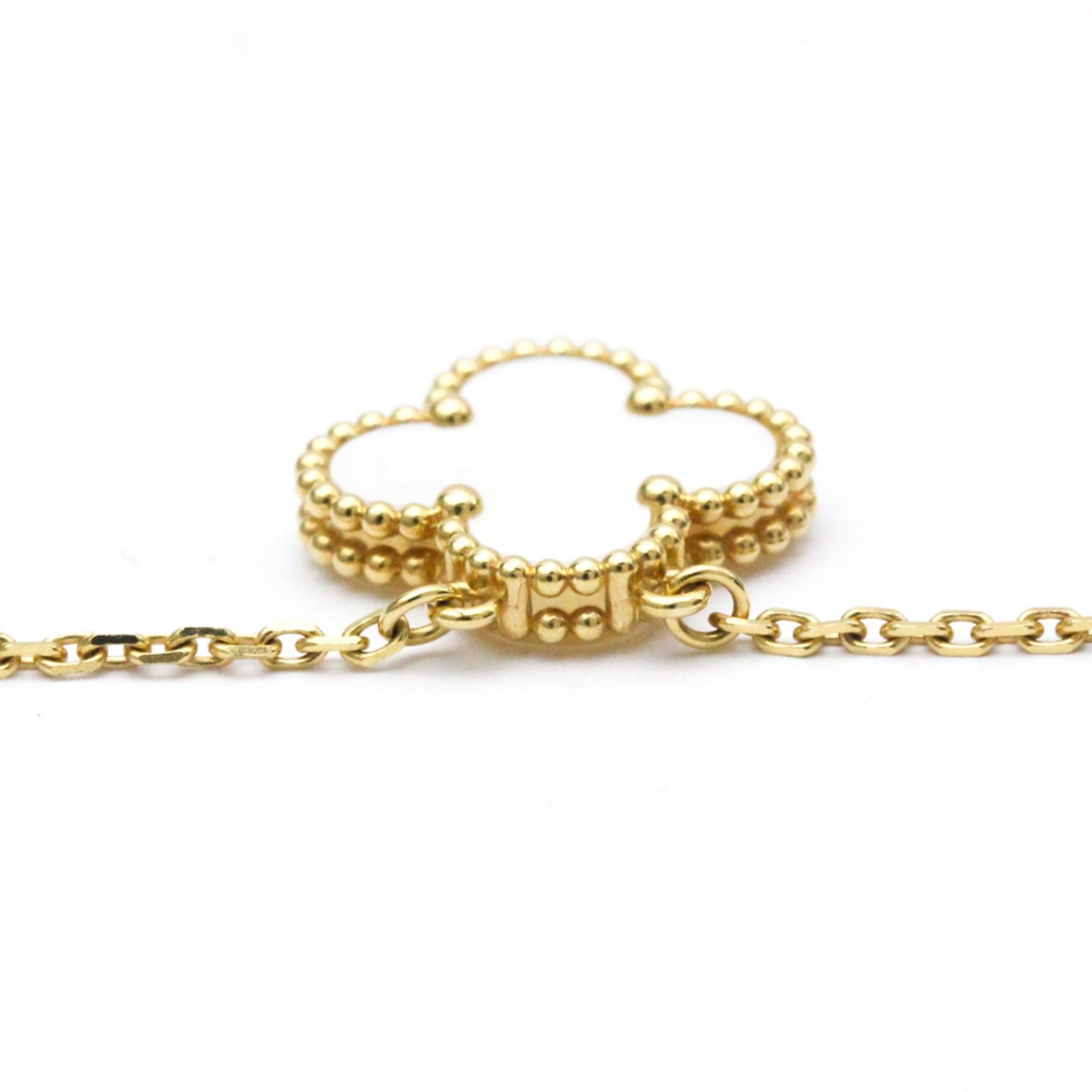 Van Cleef & Arpels Polished Alhambra Mop Necklace in 18K Yellow Gold 1