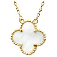 Van Cleef & Arpels Polished Alhambra Mop Necklace in 18K Yellow Gold