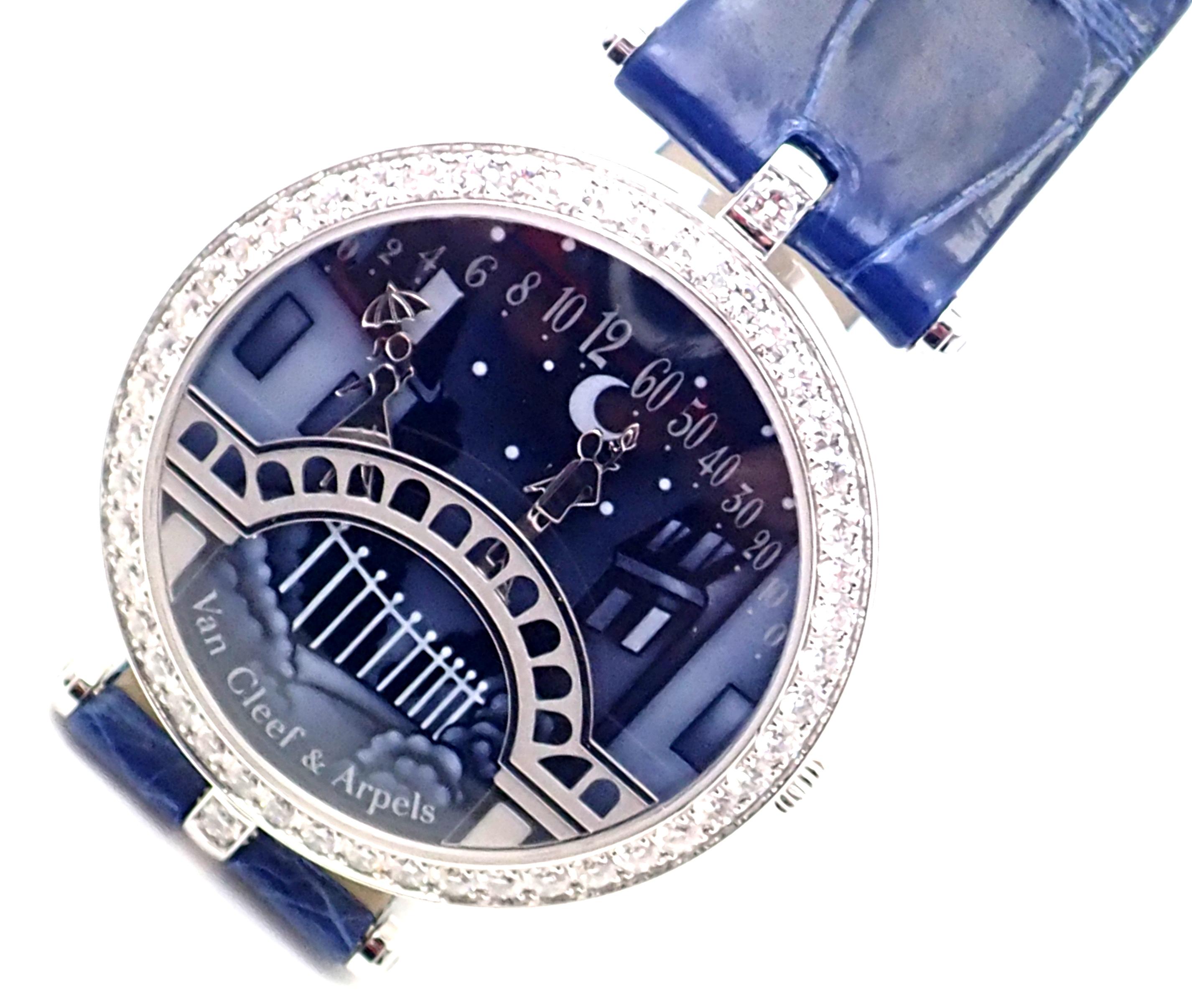 Brilliant Cut Van Cleef & Arpels Pont des Amoureux Diamond White Gold Wristwatch