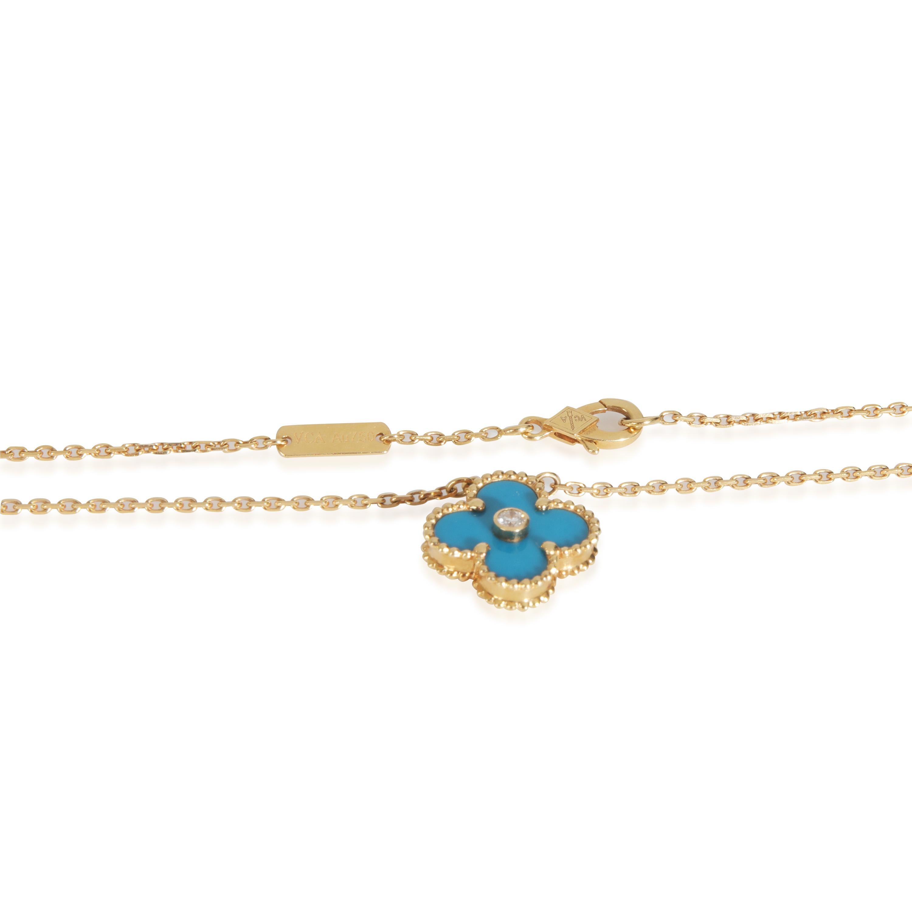 Women's Van Cleef & Arpels Porcelain 2019 Limited Edition Vintage Alhambra Pendant For Sale