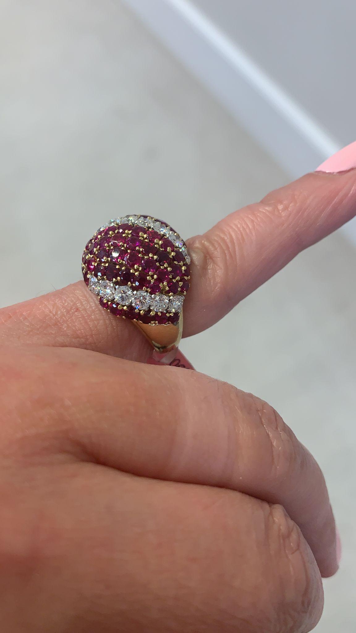 Round Cut Van Cleef & Arpels Vintage 1950s 'Province' Ruby Bombe Ring For Sale