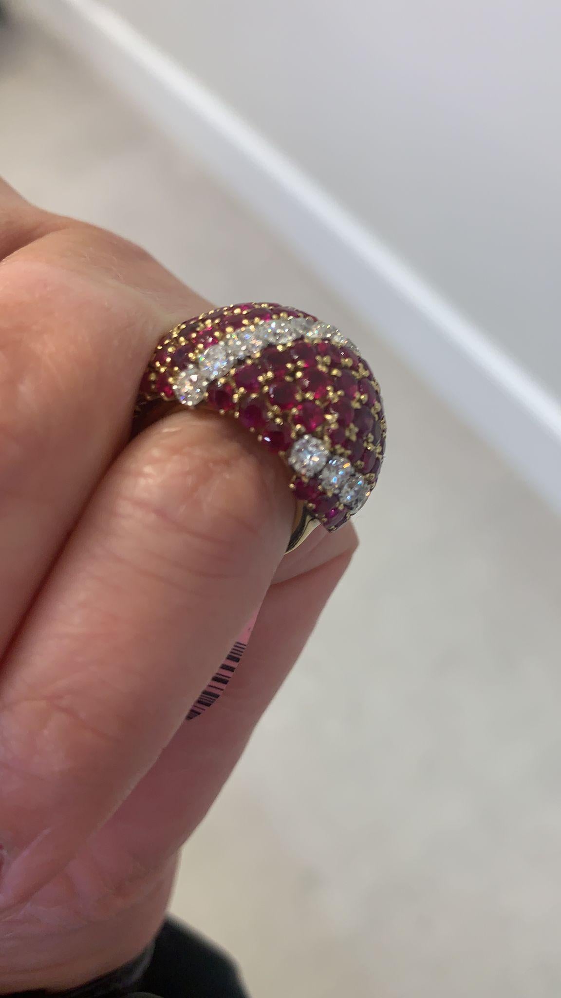 Van Cleef & Arpels Vintage 1950s 'Province' Ruby Bombe Ring In Excellent Condition For Sale In New York, NY