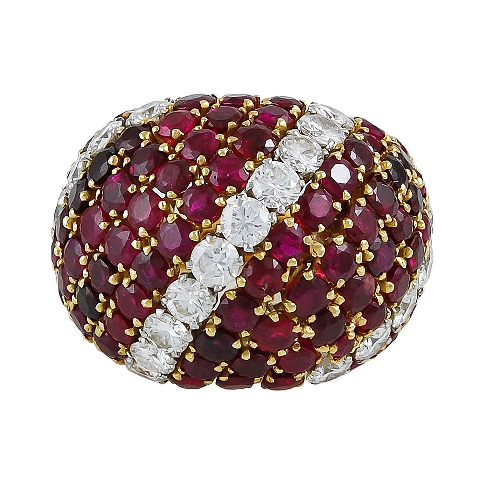 Van Cleef & Arpels Vintage 1950s 'Province' Ruby Bombe Ring For Sale