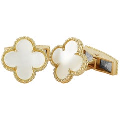 Van Cleef & Arpels Pure Alhambra 18 Karat Gold and Mother of Pearl Cufflinks