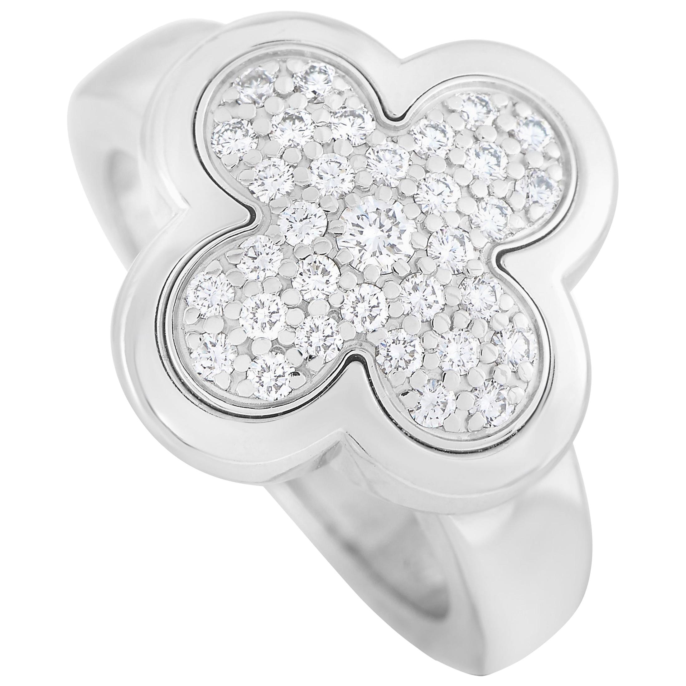 Van Cleef & Arpels Pure Alhambra 18 Karat White Gold Diamond Pave Ring