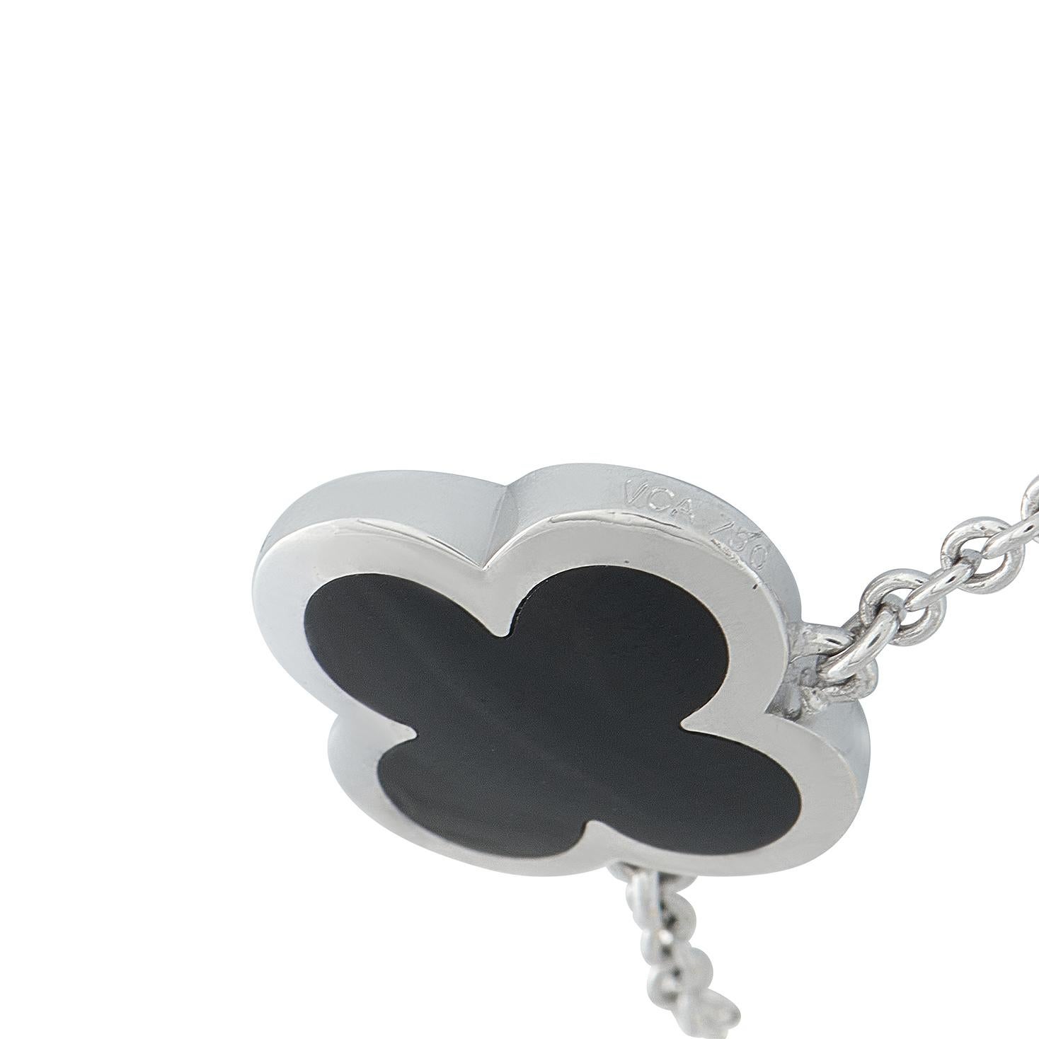 Women's Van Cleef & Arpels Pure Alhambra 18K White Gold 1-Motif Necklace #4909 For Sale