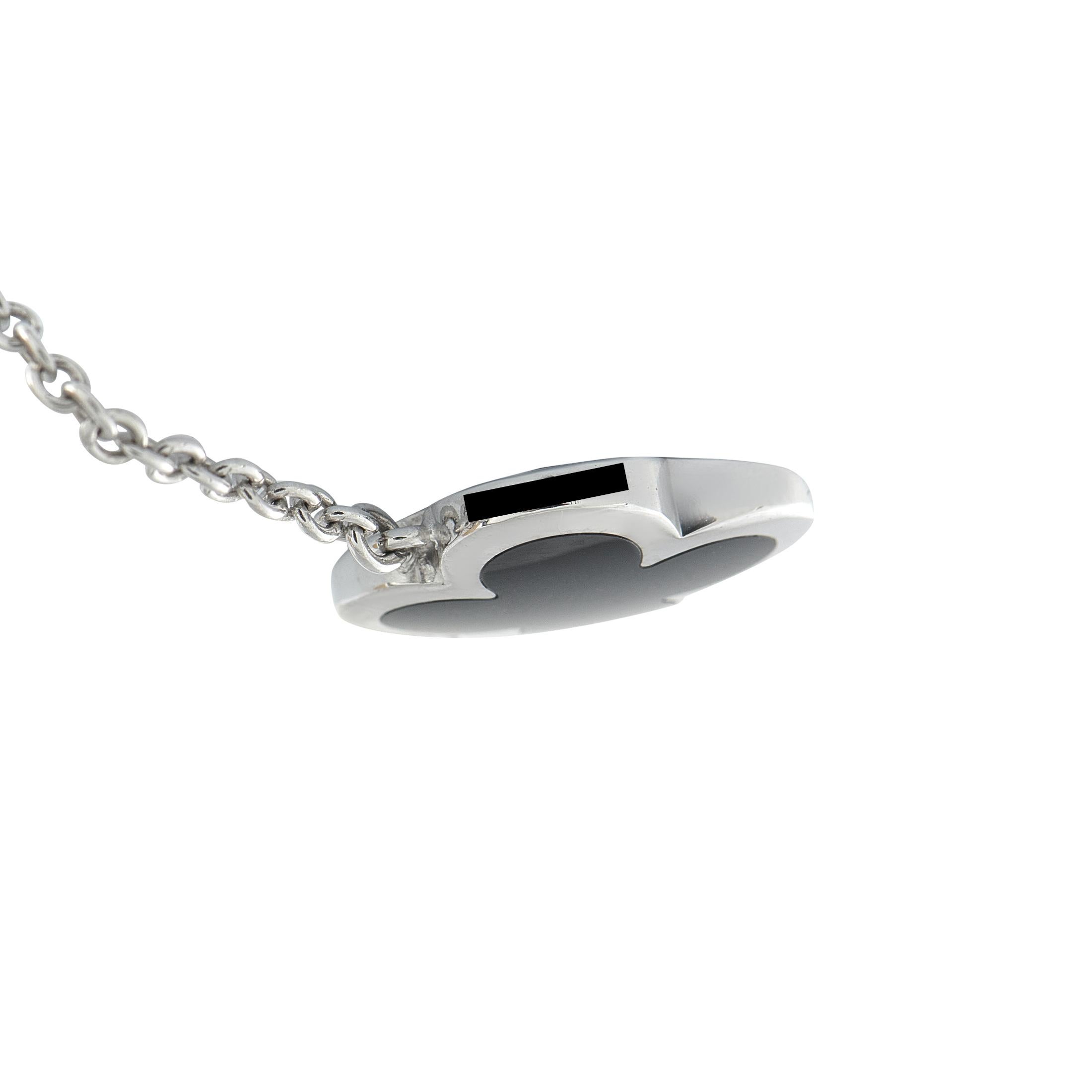 Van Cleef & Arpels Pure Alhambra 18K White Gold 1-Motif Necklace #4909 For Sale 1