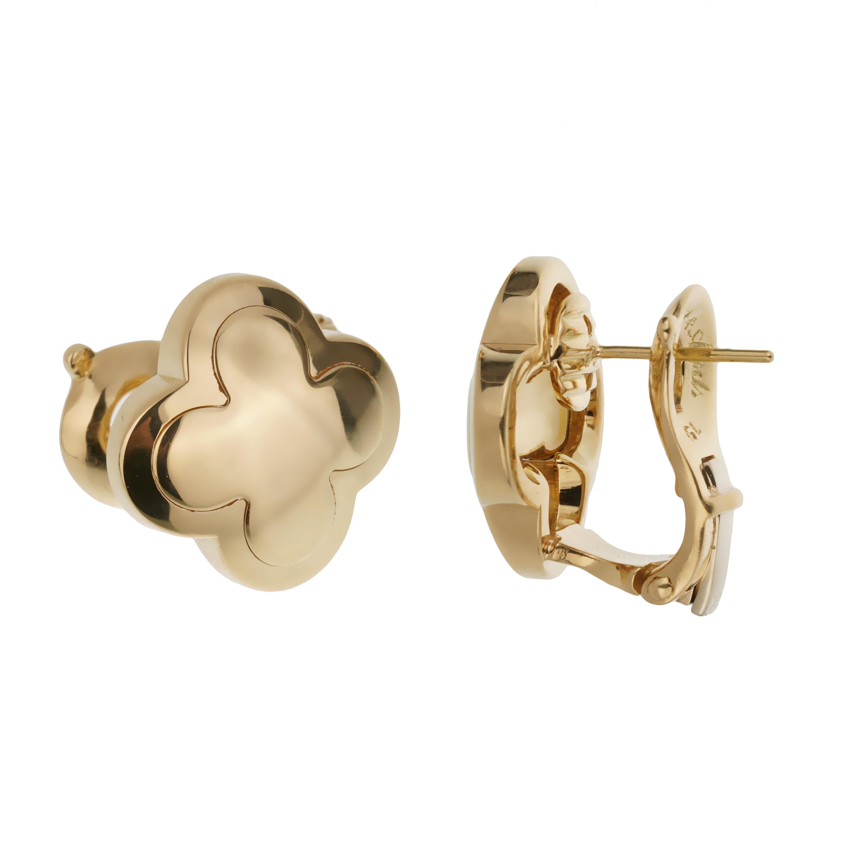 Women's or Men's Van Cleef & Arpels Pure Alhambra 18k Yellow Gold Vintage Earrings For Sale