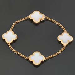 VAN CLEEF & ARPELS Pure Alhambra 4-Motif Mother-of-Pearl Yellow Gold Bracelet