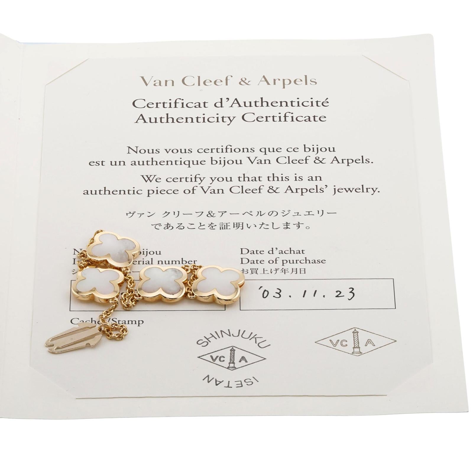 VAN CLEEF & ARPELS Bracelet Pure Alhambra à 4 motifs en nacre YG. ACO Pour femmes en vente