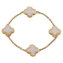 Used VAN CLEEF & ARPELS Pure Alhambra 4-Motif Mother-of-Pearl Yellow Gold Bracelet