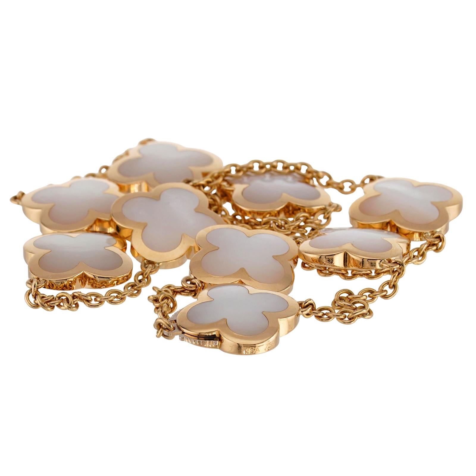 VAN CLEEF & ARPELS Pure Alhambra 9 Motifs Mother-of-Pearl 18k Yellow Gold Neckla 2