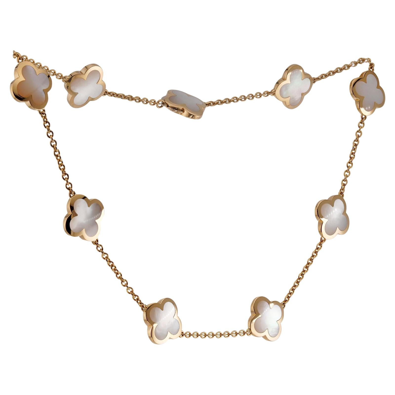 VAN CLEEF & ARPELS Pure Alhambra 9 Motifs Mother-of-Pearl 18k Yellow Gold Neckla 4