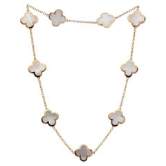 VAN CLEEF & ARPELS Pure Alhambra 9 Motifs Mother-of-Pearl 18k Yellow Gold Neckla
