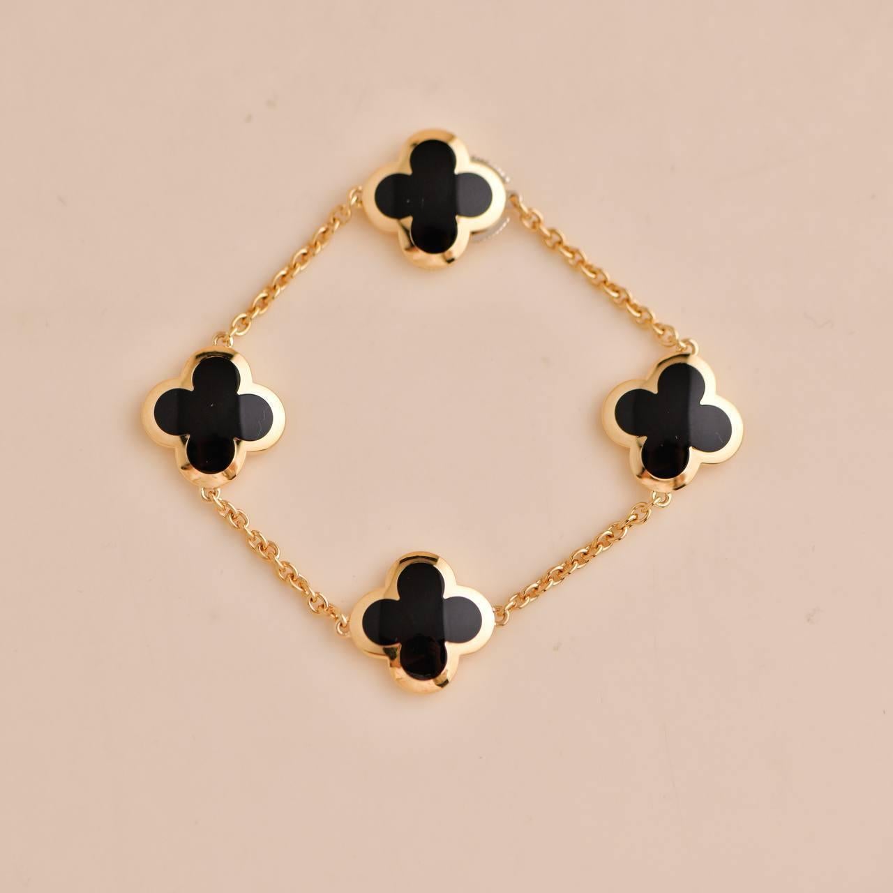 Van Cleef & Arpels Pure Alhambra Black Onyx 18K Yellow Gold Bracelet 2