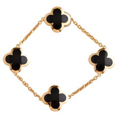 Van Cleef & Arpels Pure Alhambra Black Onyx 18K Yellow Gold Bracelet