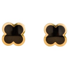 Van Cleef & Arpels Pure Alhambra Black Onyx 18K Yellow Gold Earrings