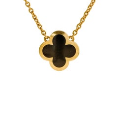 Van Cleef & Arpels Pure Alhambra Black Onyx 18K Yellow Gold Pendant Necklace