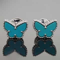 VAN CLEEF & ARPELS Pure Alhambra Blue Turquoise White Gold Butterfly Earrings
