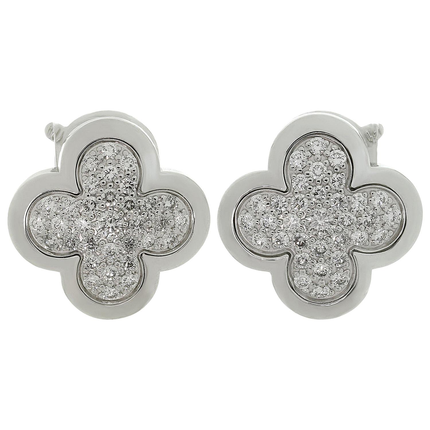 Van Cleef & Arpels Pure Alhambra Diamond White Gold Earrings