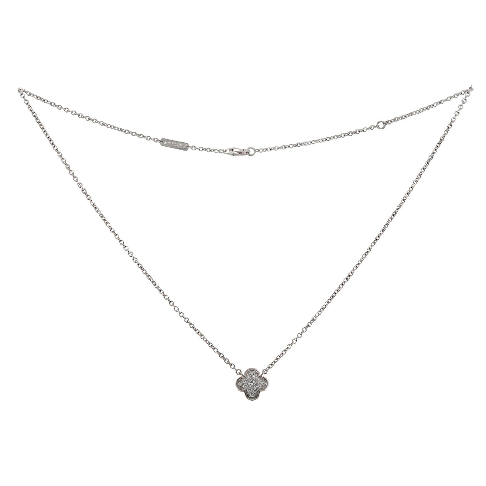 Brilliant Cut VAN CLEEF & ARPELS Pure Alhambra Diamond White Gold Small Pendant