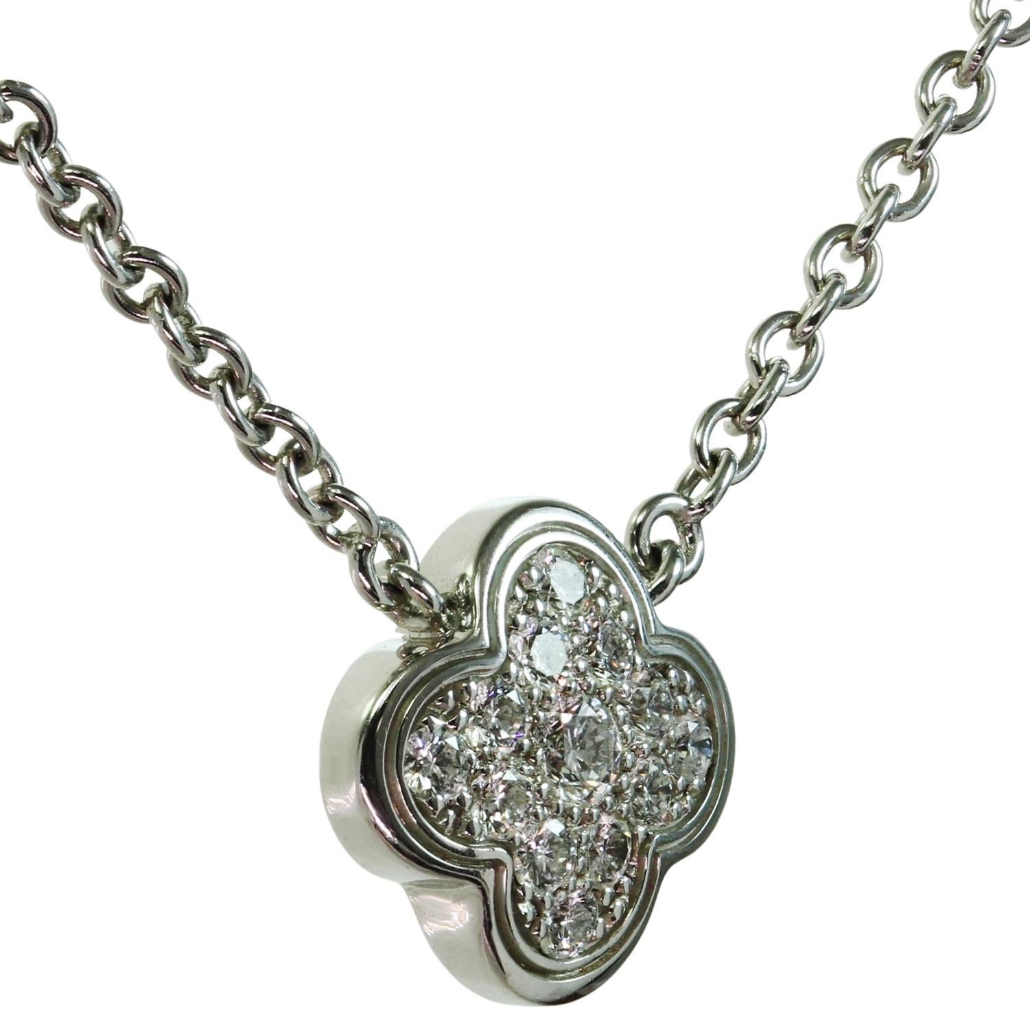 Brilliant Cut Van Cleef & Arpels Pure Alhambra Diamond White Gold Pendant Necklace