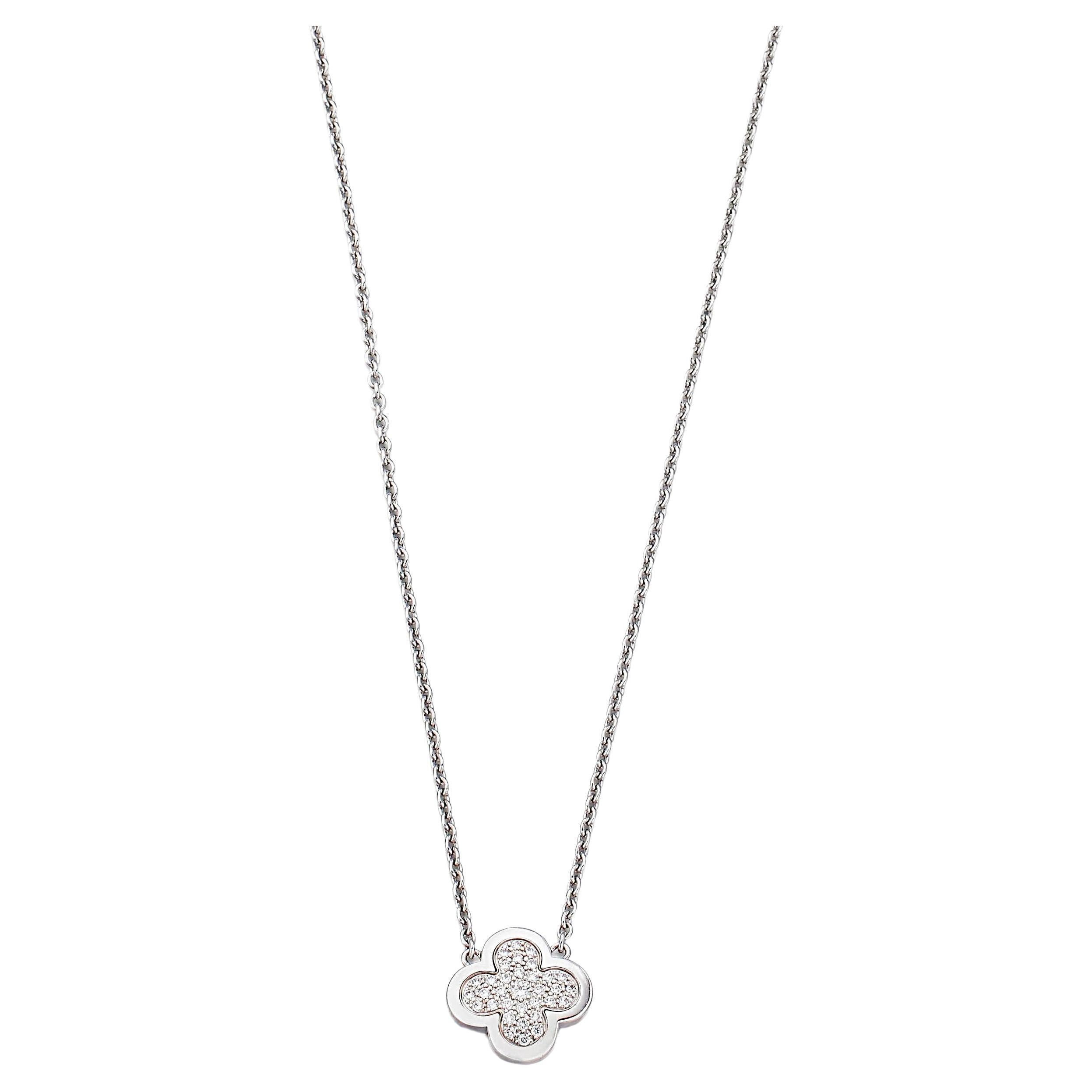 Van Cleef & Arpels Pure Alhambra Diamond White Gold Pendant Necklace For Sale