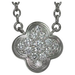VAN CLEEF & ARPELS Pure Alhambra Diamond White Gold Pendant Necklace Papers