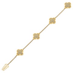 Used Van Cleef & Arpels Pure Alhambra Diamond Yellow Gold Bracelet