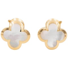 Van Cleef & Arpels Pure Alhambra Earrings, 18 Karat Gold and Mother-of-Pearl