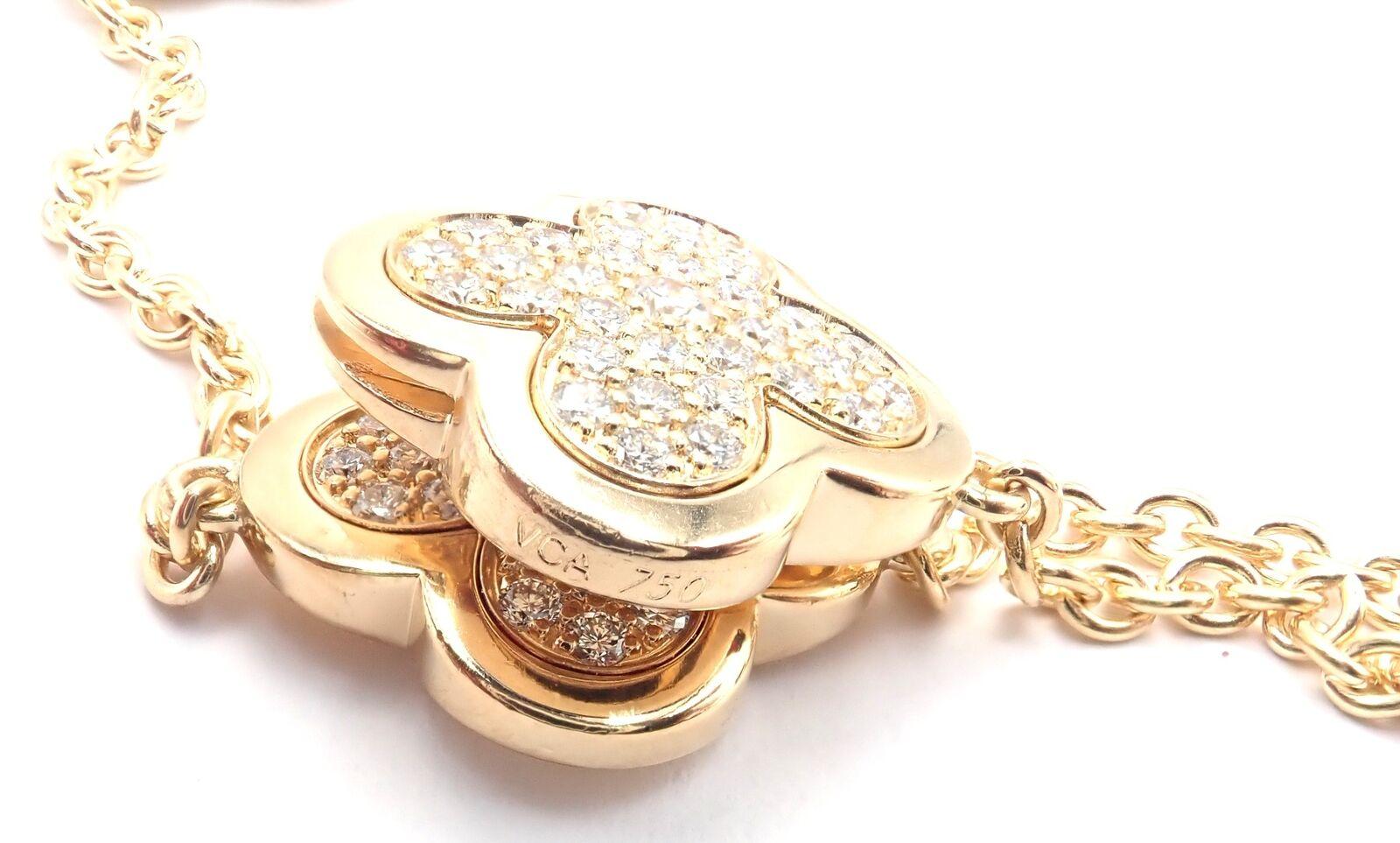 Van Cleef & Arpels Pure Alhambra Fourteen Motifs Diamond Yellow Gold Necklace For Sale 6