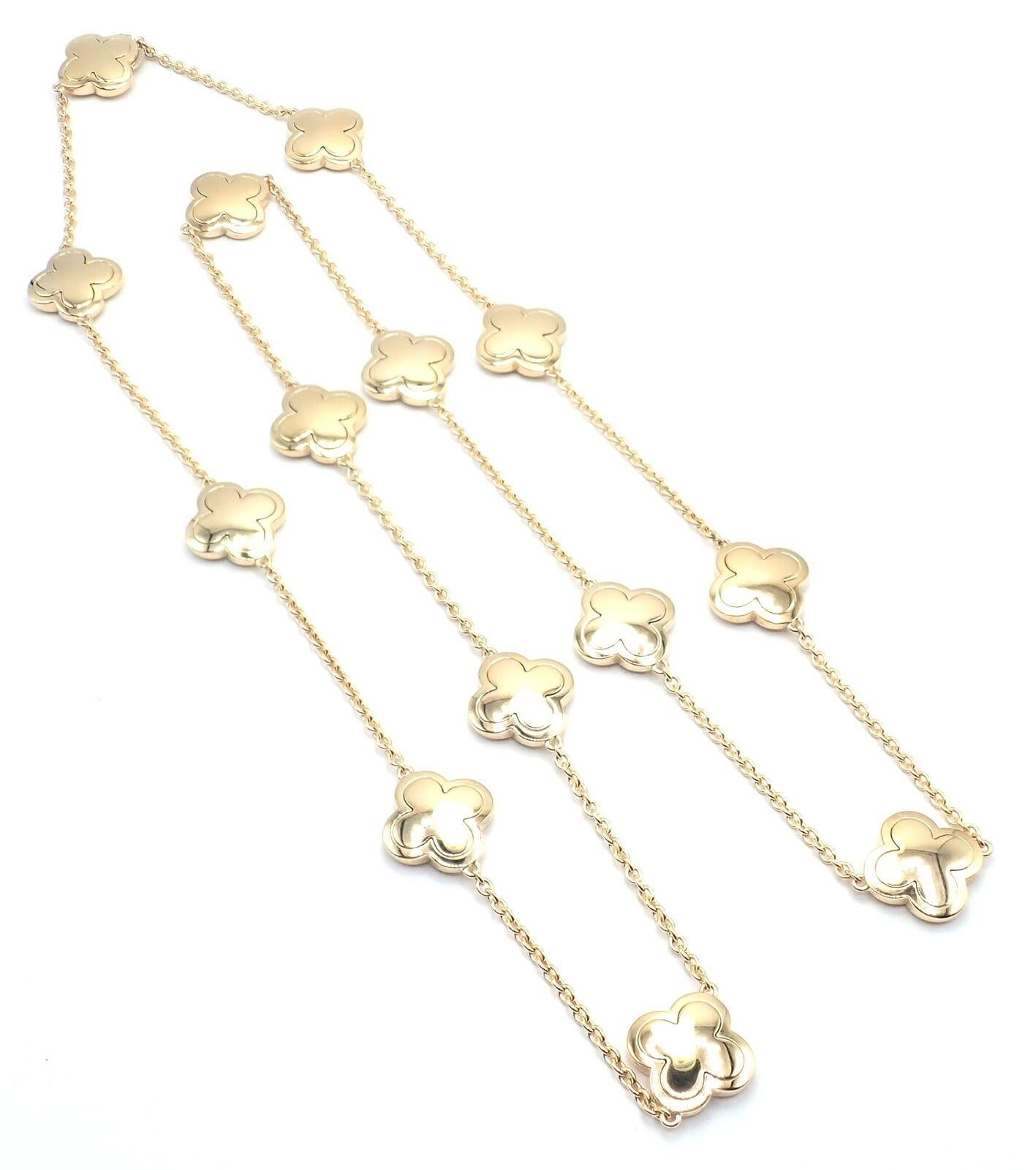 Women's or Men's Van Cleef & Arpels Pure Alhambra Fourteen Motifs Diamond Yellow Gold Necklace For Sale