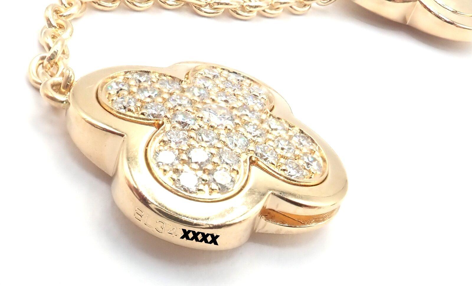 Van Cleef & Arpels Pure Alhambra Fourteen Motifs Diamond Yellow Gold Necklace For Sale 4