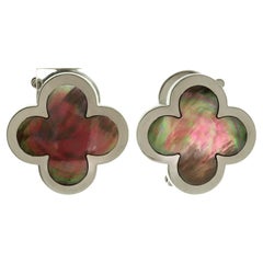 Van Cleef & Arpels Pure Alhambra Gray Mother-of-pearl Clip-On Earrings